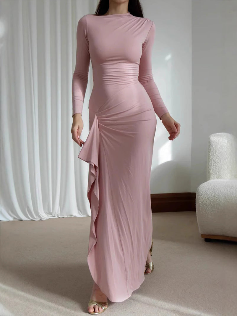 Sylis | Ruched Long Sleeve Evening Gown