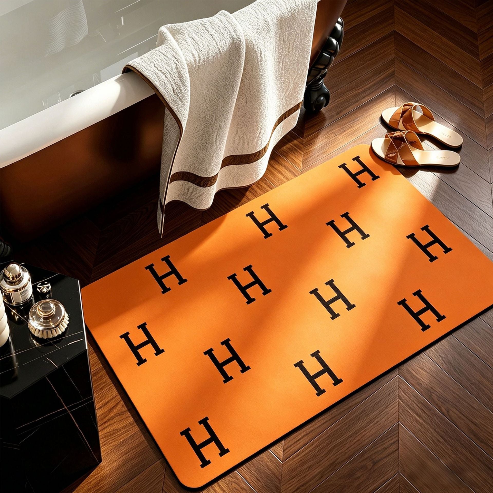 Elegant Monogrammed Bathroom Mat