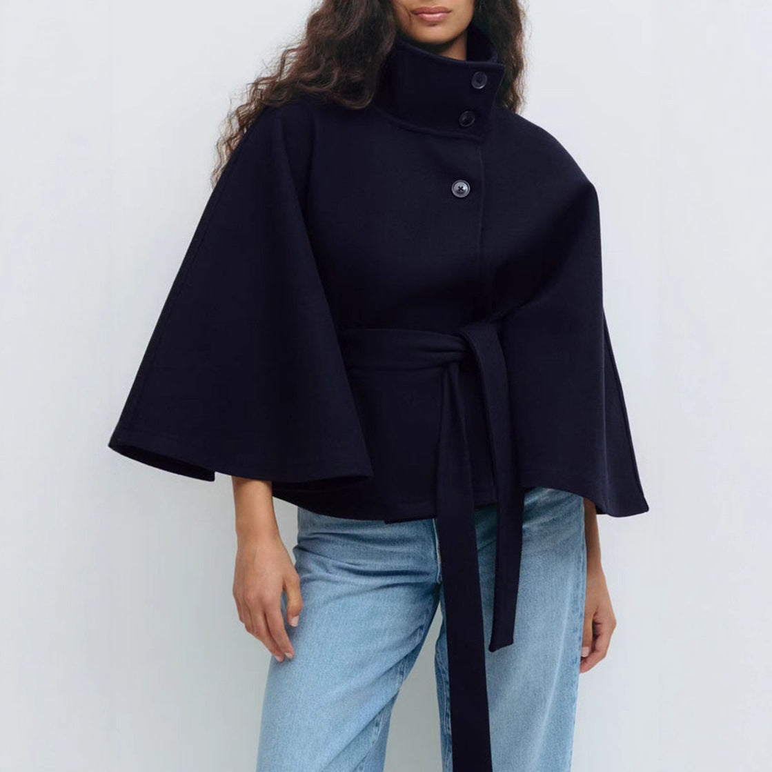 Sylis Wrap jacket with elegant stand-up collar and loosely cut sleeves Heidi-Mode