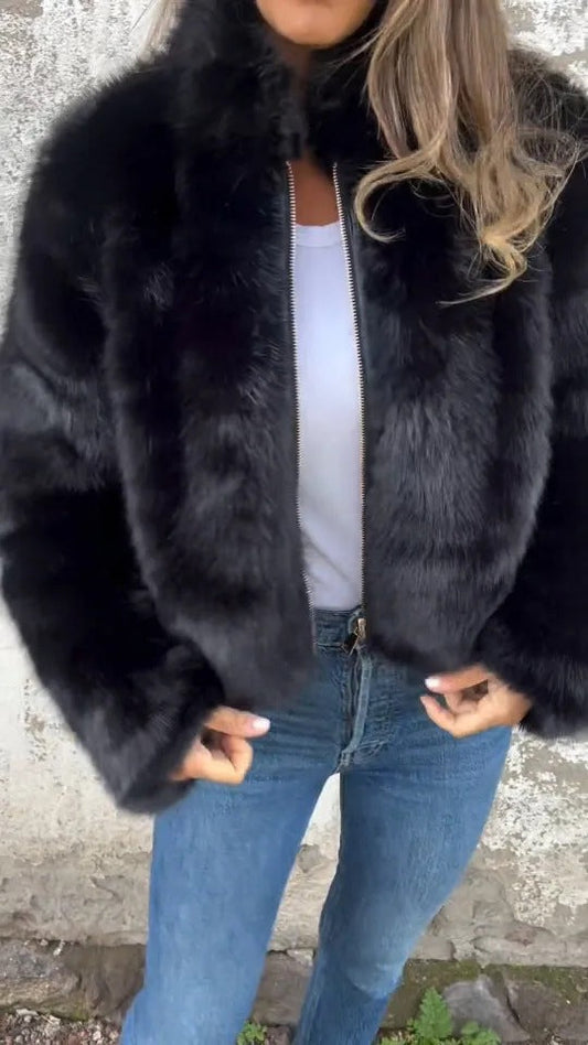 Sylis - Faux Fur Zipper Jacket