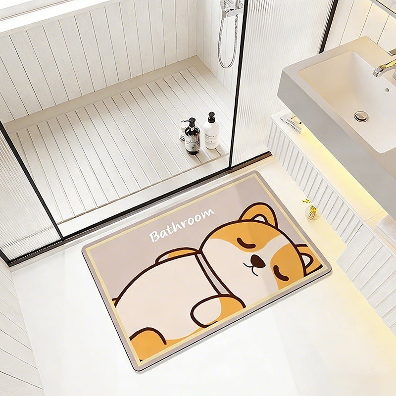 Cute Cartoon Bear-Themed Bath Mat