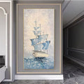 Nautical-Themed Textured Canvas Artwork