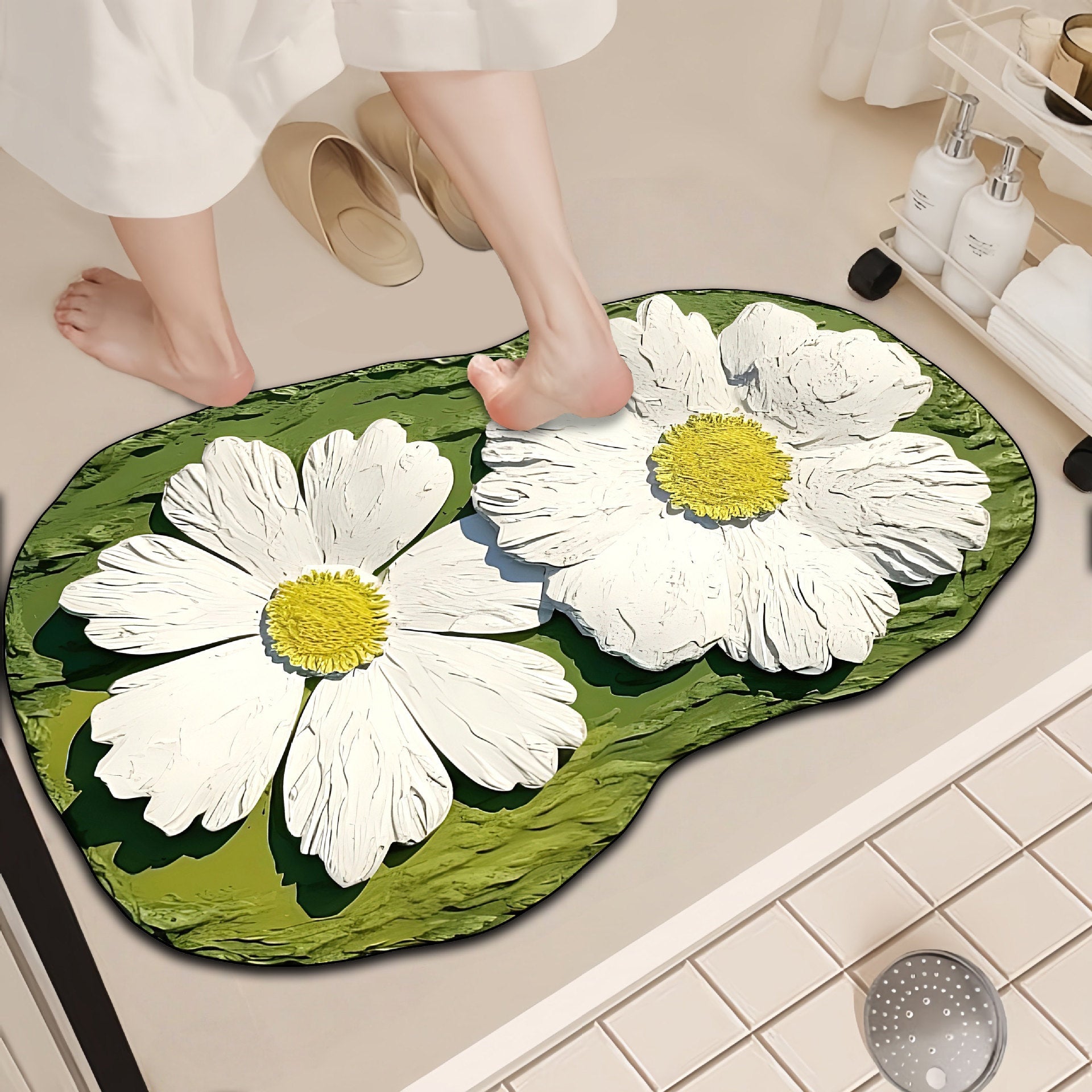 Luxurious Floral Design Bath Mat