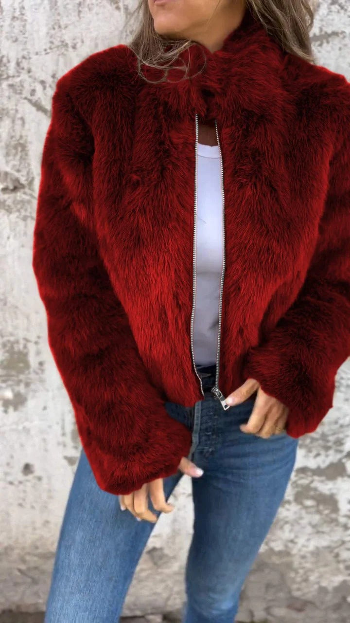 Sylis - Faux Fur Zipper Jacket