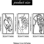 Minimalist Metal Line Art Floral Portrait Triptych Wall Panels Meroci