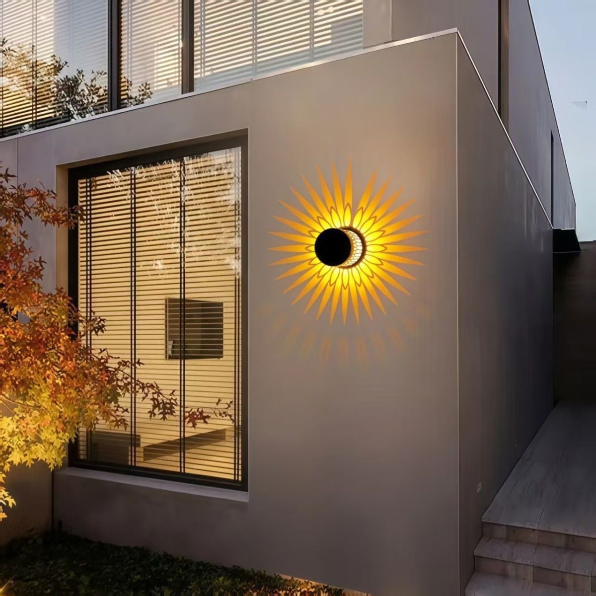 Decorative Solar-Powered Metal Lantern With Geometric Cutout And Warm LED Candle Effect