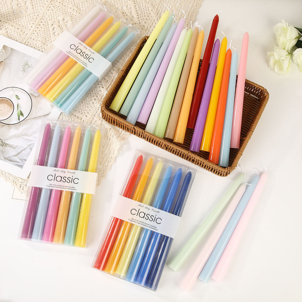 Pastel tapered dinner candles