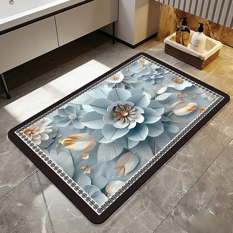 Floral Patterned Comfort Bath Mat