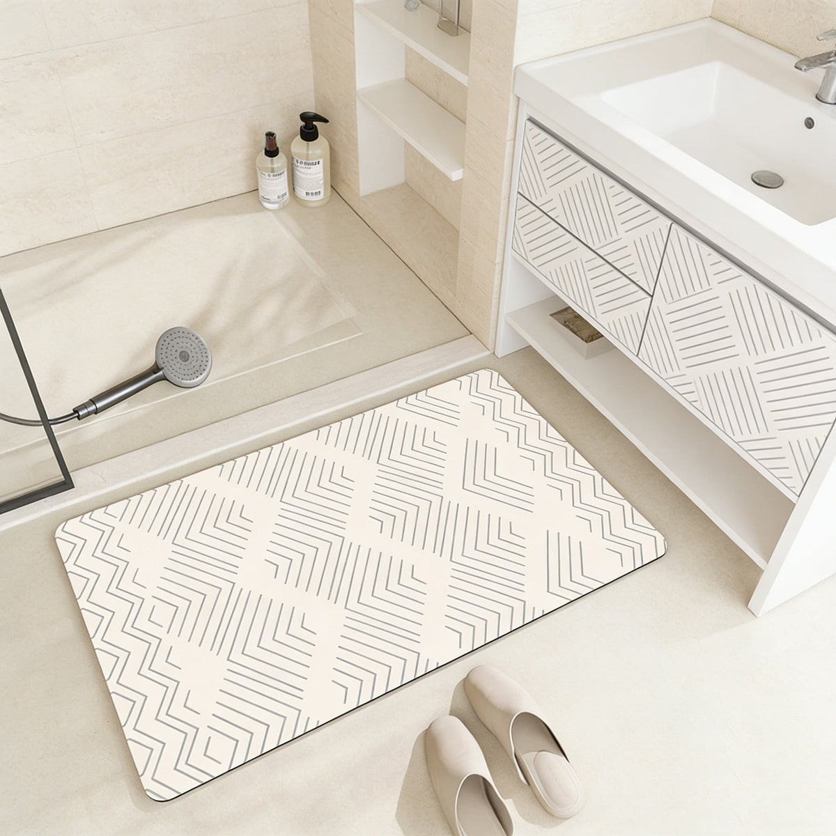 Artistic Cat-Themed Bath Mat