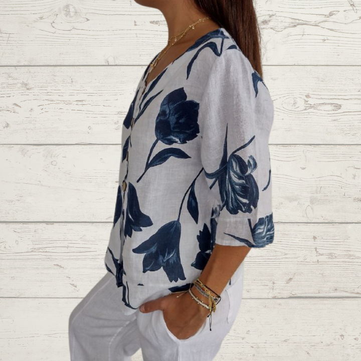 Sylis | Printed V-neck Jersey Shirt