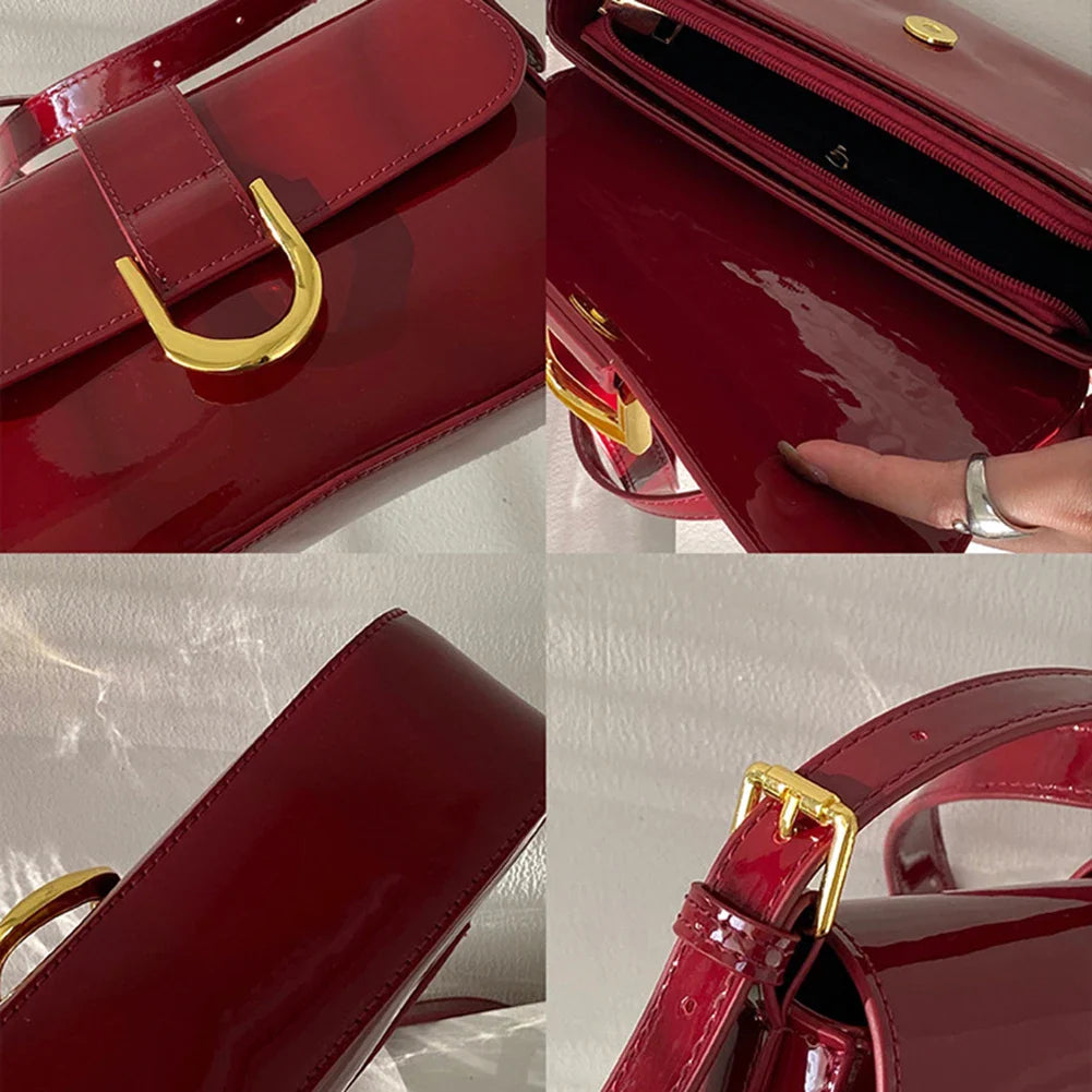 Sylis | Retro Patent Leather Shoulder Bag