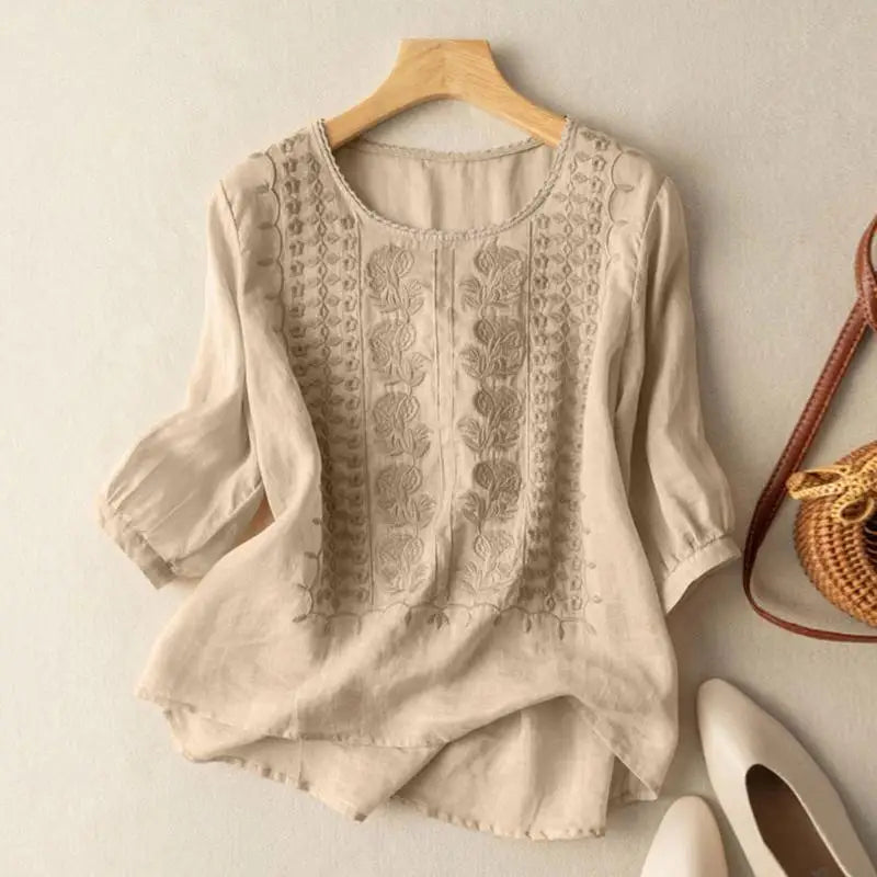 Sylis | Embroidered Cotton Boho Blouse (Small Fit)