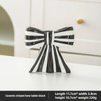 Classic Striped Bow Ceramic Candle Holder