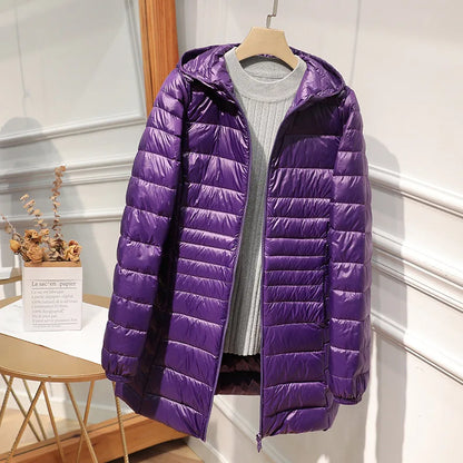 Sylis-Mode - Long down jacket for women with hood