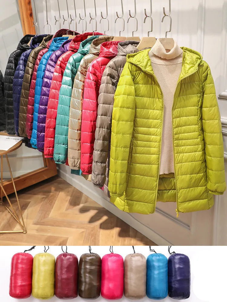 Sylis-Mode - Long down jacket for women with hood