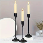 Candle holder LumièreNoir | Set of 3 | Minimalist & Retro | Stainless Steel Black | For Wedding & Home Decor