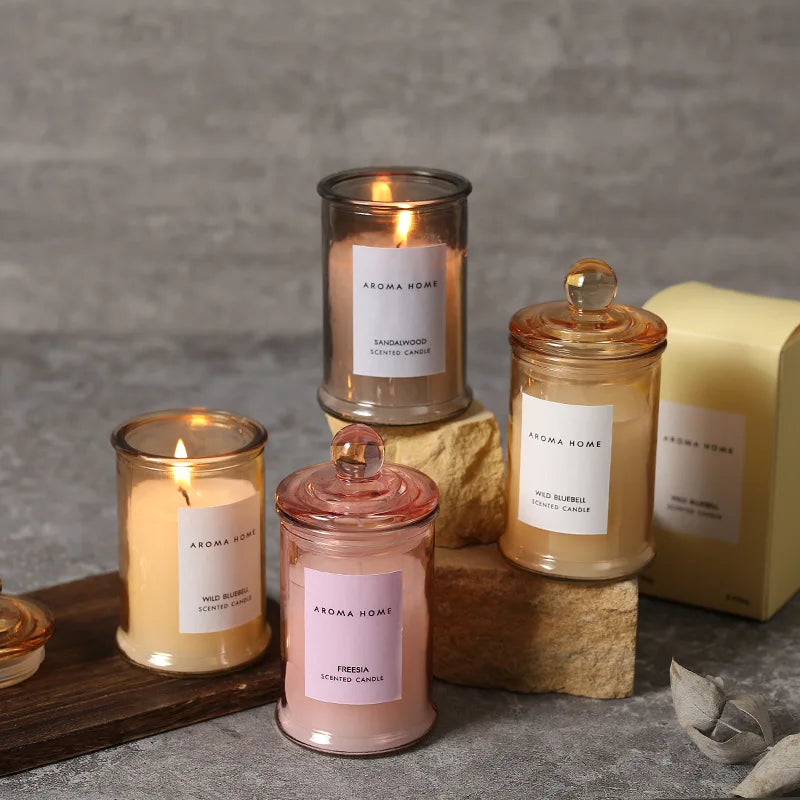 Vintage Scented Candle Glass Soy Wax Aromatherapy