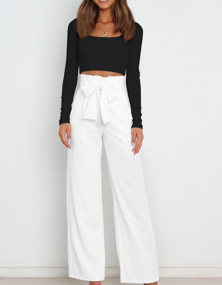 Sylis - Tie front wide leg trousers