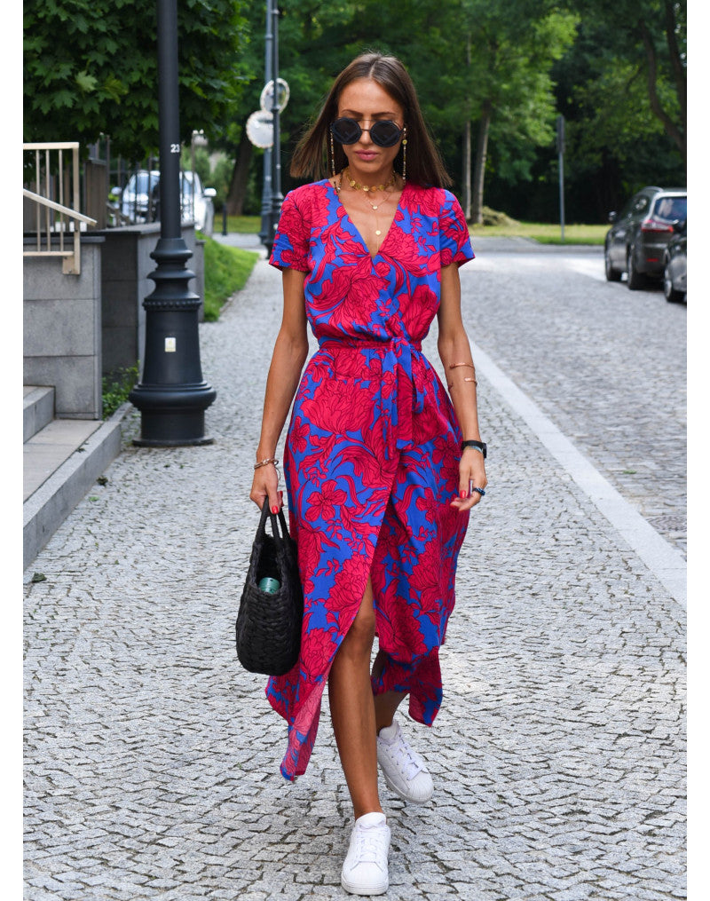 Sylis | Printed V-neck Split Dress