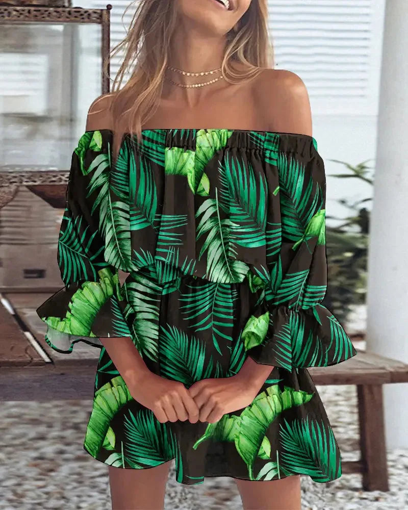 Sylis | Sexy Off-shoulder Printed Dress