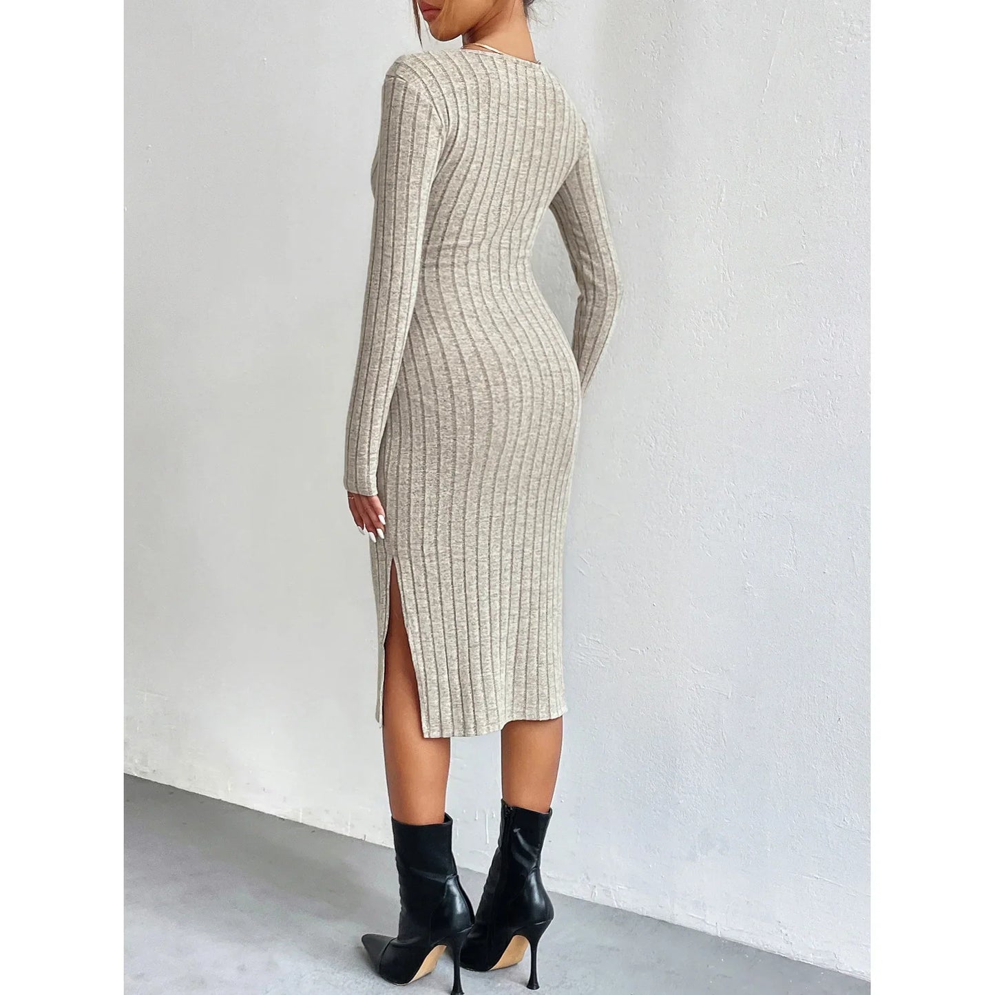 Sylis | Elegant Rib Knit Wrap Dress