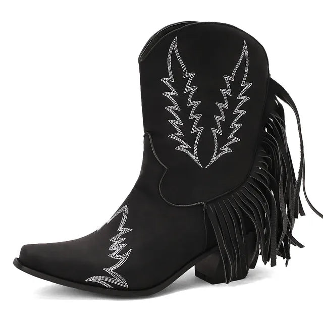 Sylis | Cowboy ankle boots with fringed tassel