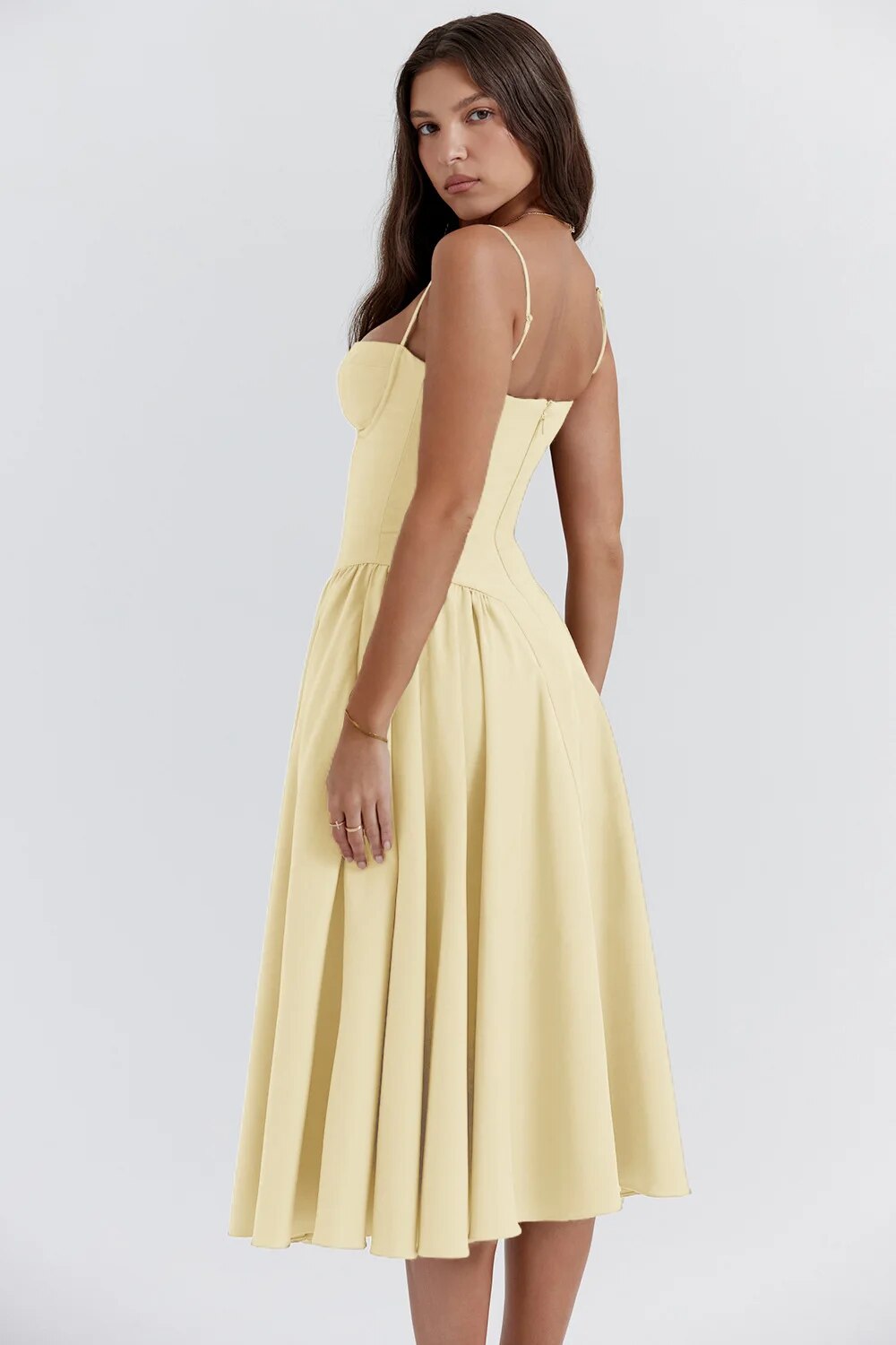 Sylis | Chic Sleeveless Midi Sun Dress With Corset Fit