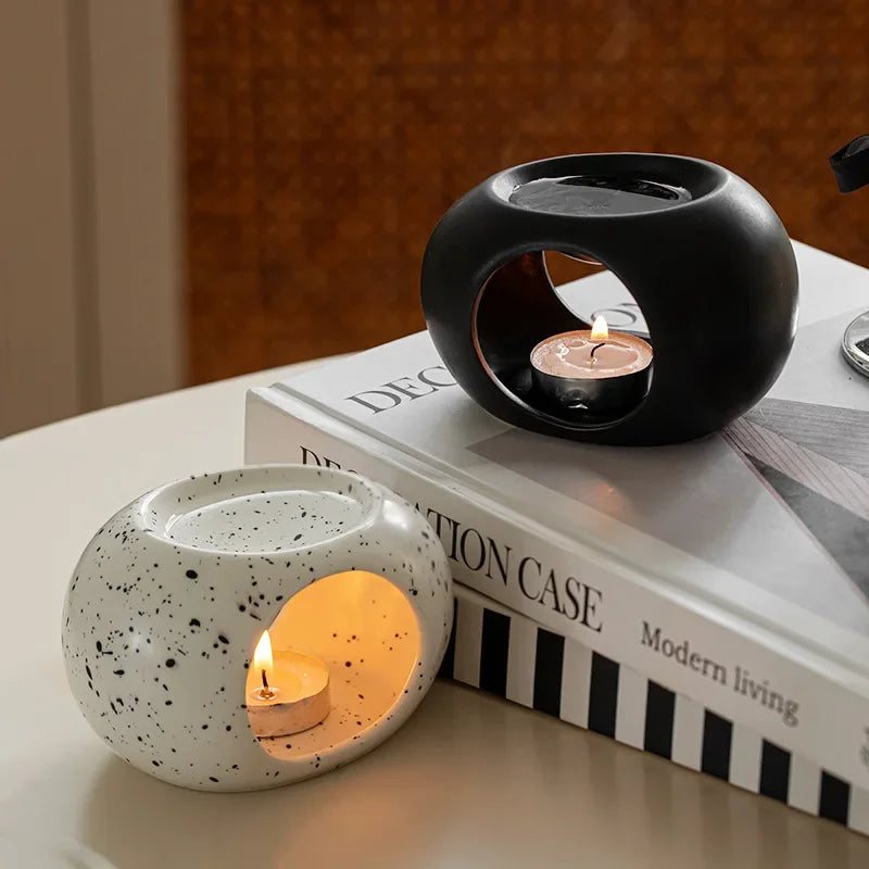 Aroma Oven Scentura | Black Ceramic Scent Diffuser | For Essential Oils & Incense Sticks | Spa & Home