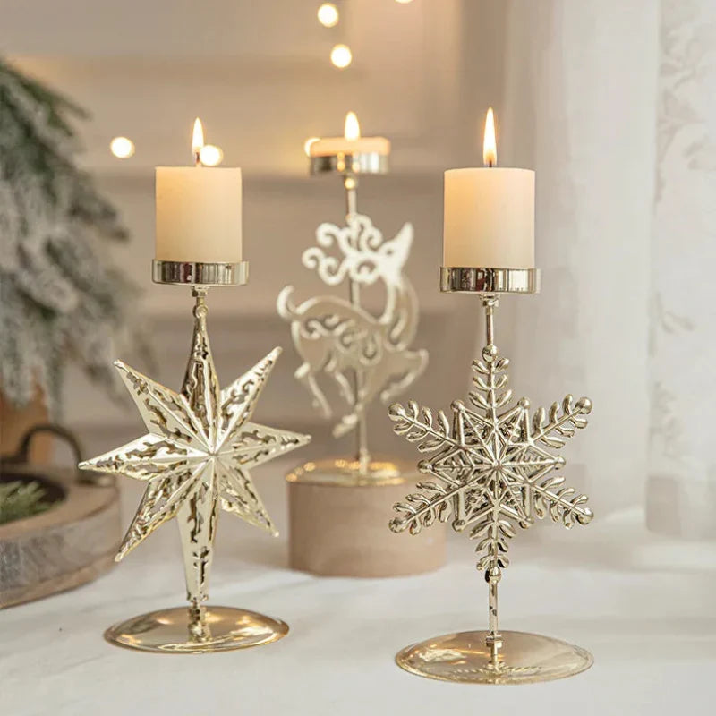 Iron Christmas Candlestick Holders