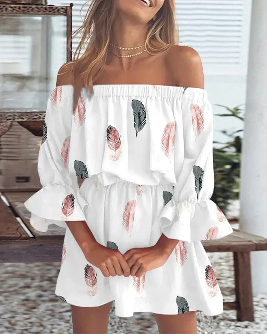 Sylis | Sexy Off-shoulder Printed Dress