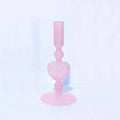 Retro Taper Candle Holder Red Heart Shape Glass Candle Holder Wedding Table Decoration Home Party Glass Vase Decor