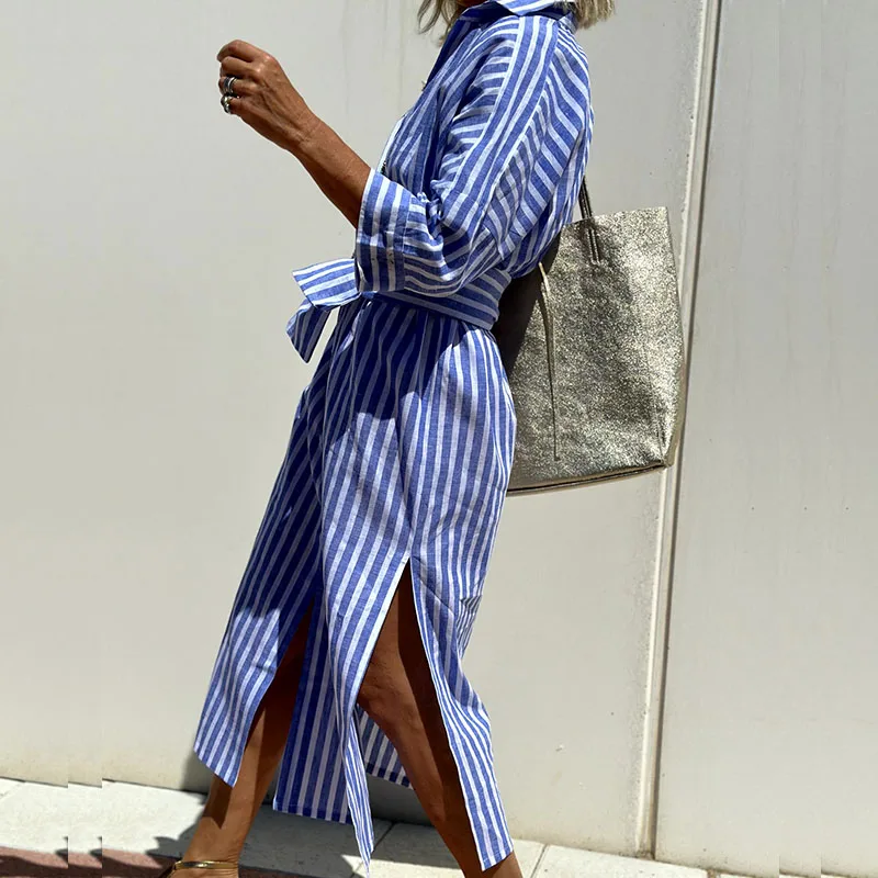 Sylis | Elegant Striped Shirt Dress