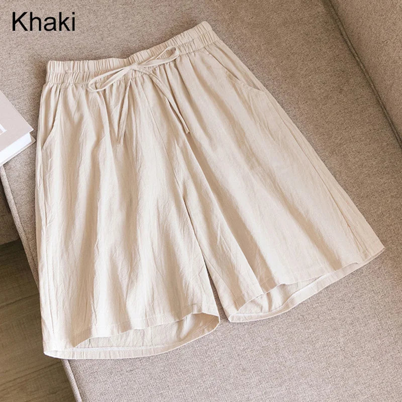 Sylis | Cotton Linen Knee-Length Shorts