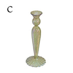 Ribbed Glass Candle Holders - Green