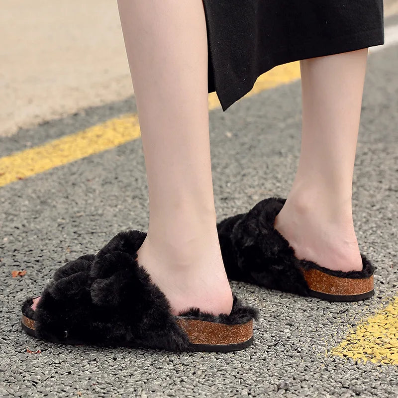 Sylis-Mode - Chic Winter-Plush-Faux Fur Shoes for Women