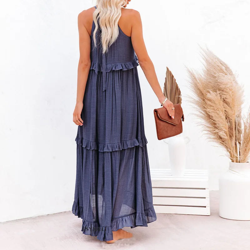 Sylis | Halter Ruffle Maxi Dress