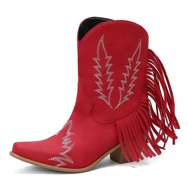 Sylis | Cowboy ankle boots with fringed tassel