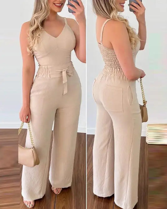 Sylis | Shirred Two-Piece Jumpsuit Set