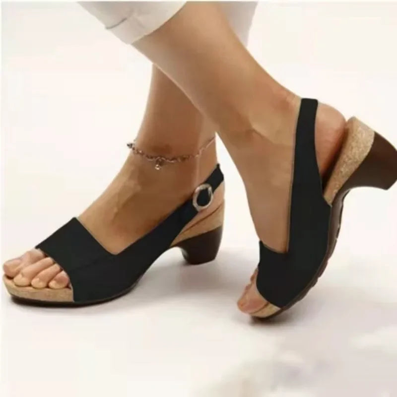 Sylis - Comfortable Elegant Low Chunky Heel Shoes