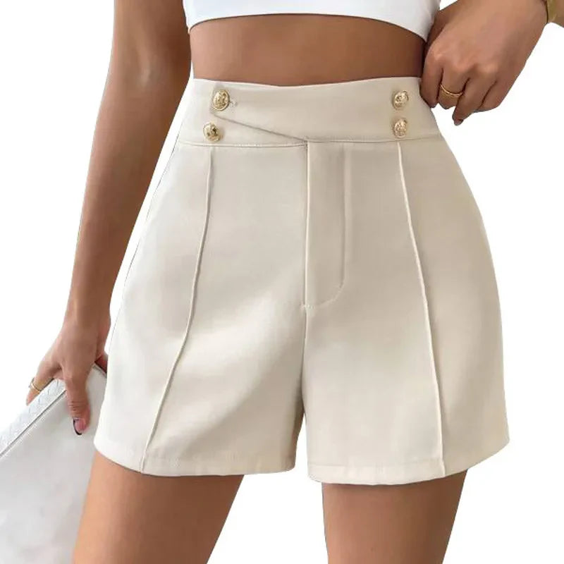 Sylis | Vintage High Waist Gold Button Elegant Shorts