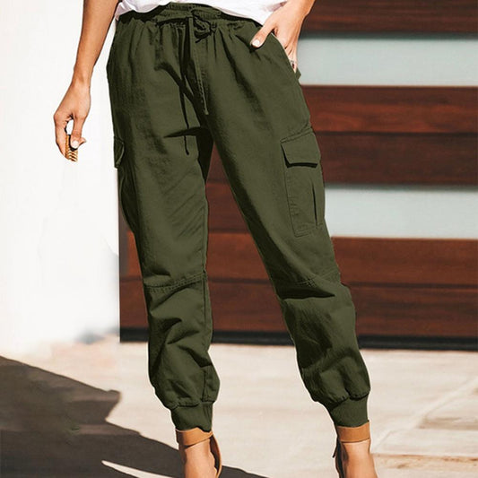 Sylis - Straight cargo pants with drawstring