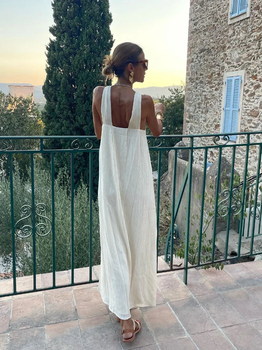 Sylis | Off Shoulder Halter Solid Maxi Dress