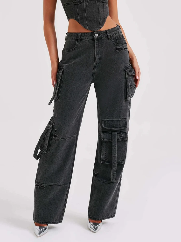 Sylis - Stylish Denim Cargo Pants