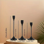 Candle holder LumièreNoir | Set of 3 | Minimalist & Retro | Stainless Steel Black | For Wedding & Home Decor