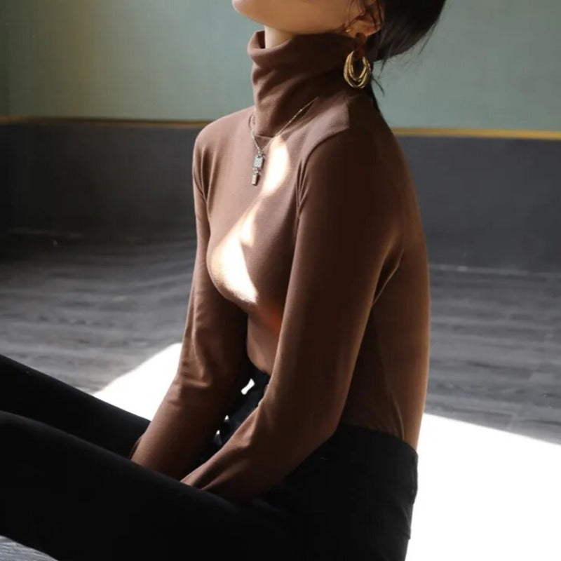 Sylis-Mode - Velvet Roll Neck Sweater for Women