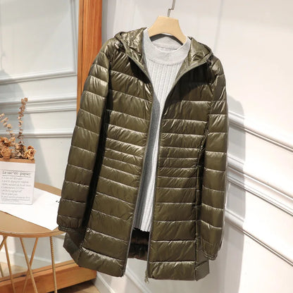 Sylis-Mode - Long down jacket for women with hood