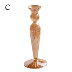 Ribbed Glass Candle Holders - Amber