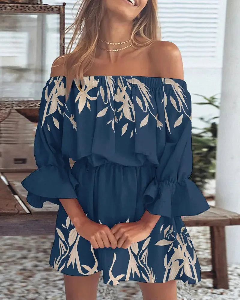 Sylis | Sexy Off-shoulder Printed Dress