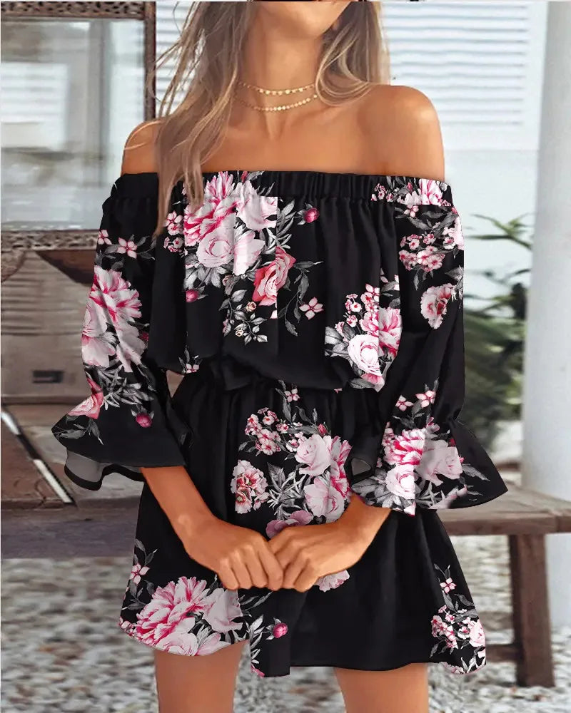 Sylis | Sexy Off-shoulder Printed Dress