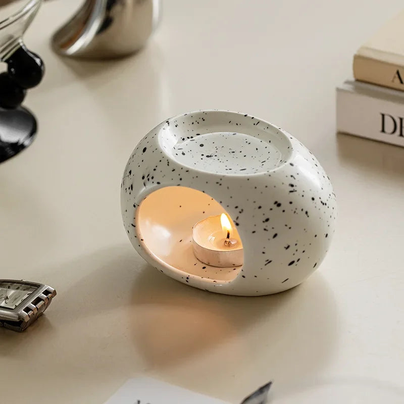 Aroma Oven Scentura | Black Ceramic Scent Diffuser | For Essential Oils & Incense Sticks | Spa & Home